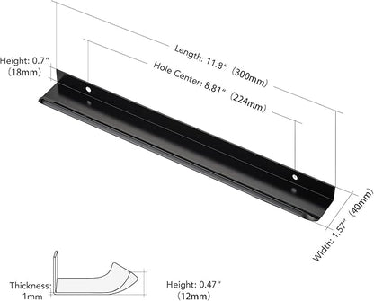 Ravinte Hardware 12 Pack Black Cabinet Handles, 11.8 Inch (300mm) Finger Edge Pulls, 8.8 Inch Hole Center, Finger Pulls for Cabinets