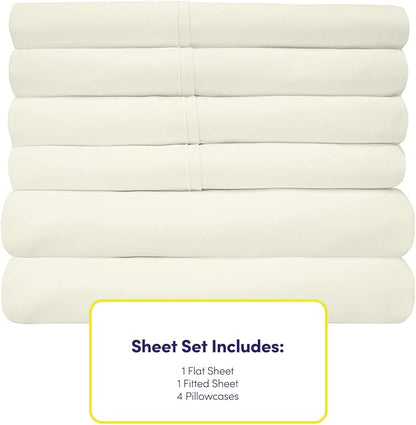 Full Size Bed Sheets - 6 Piece 1500 Supreme Collection Fine Brushed Microfiber Deep Pocket Full Sheet Set Bedding - 2 Extra Pillow Cases, Great Value, Full, ivory