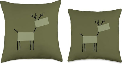 Cute Scandinavian Animals Designs Chic Deer Moose Scandinavian Elk Minimalism Reindeer Throw Pillow, 18x18, Multicolor