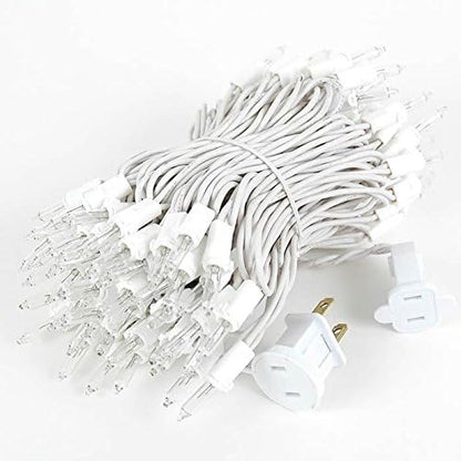 Holiday Pride White Christmas Tree Lights - 100 Count Clear White Lights String on White Wire - 24 Ft - Indoor/Outdoor Use - UL Listed - Static & Flashing Modes - Connectable (Pack of 2)