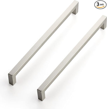 Ravinte 3 Pack 10 Inch Square Cabinet Handles - Satin Nickel & Brushed Nickel Drawer Pulls - Kitchen Cabinet Hardware