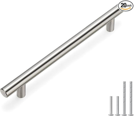 homdiy 20Pack Cabinet Handles Brushed Nickel Drawer Pulls Stainless Steel Cabinet Hardware - HD201BSS 6-1/4In Cupboard Handles Tbar Kitchen Cabinet Pulls