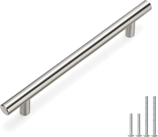 homdiy (400 Pack Drawer Pulls Brushed Nickel Cabinet Pulls HD201SN Cabinet Hardware Euro Style Drawer Handles 6-1/4in Hole Centers Kitchen Cabinet Handles Cupboard Handles