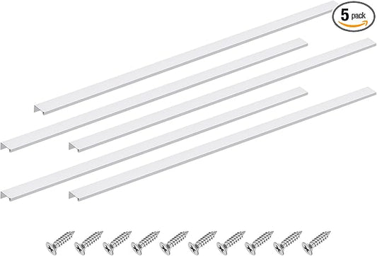 uxcell Cabinet Finger Edge Pull, 5pcs 800mm / 31.5" Aluminum Alloy Back Mount Hidden Cabinet Pulls Concealed Handle for Home Kitchen Drawer Cabinet, Silver
