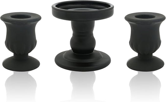 Black Unity Candle Holder - Glass Candle Holders for Pillar Candles Taper Candles, Glass Candlestick Holders Set of 3, Decorative Clear Glass Candlestick Holder for Wedding Church Centerpiece