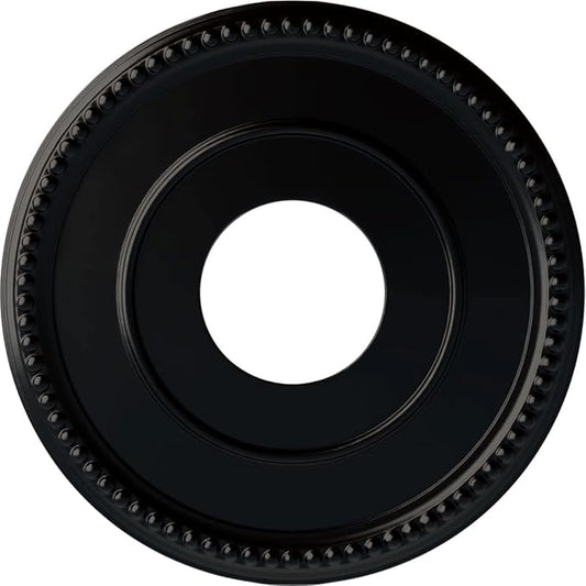 Ekena Millwork CM12BRBLF 12-1/2" x 3-7/8" x 3/4" Bradford Ceiling Medallion, Jet Black