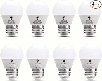 Bluex Bulbs 8 Pack BlueX 3W G14 LED Light Bulb 4000K Cool White - 25W Equivalent - E26 Base 120V - Small Night Light Bulbs for Bedroom, Ceiling Fan, Table Lamp, Kitchen, Pendant Fixtures, Dinning Room