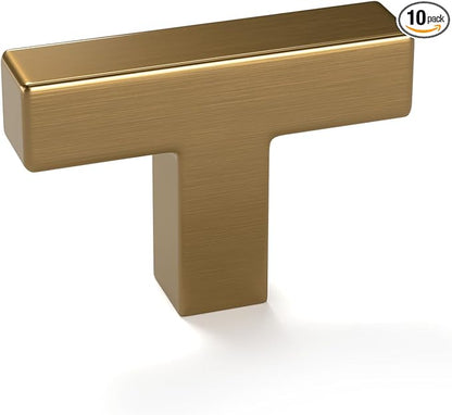 goldenwarm 10 Pack Cabinet Handles Champagne Bronze Cabinet Knobs Champagne Drawer Knobs Bronze Drawer Pulls Kitchen Dresser Hardware T Bar Square Hardware for Bedroom Kitchen Dresser