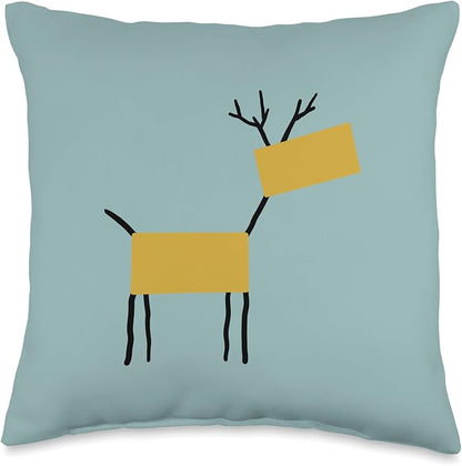 Cute Scandinavian Animals Designs Chic Deer Moose Scandinavian Elk Minimalism Reindeer Throw Pillow, 16x16, Multicolor
