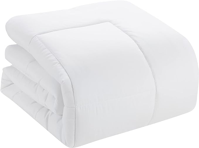 Sweet Home Collection 5 Piece Comforter Set Bag Solid Color All Season Soft Down Alternative Blanket & Luxurious Microfiber Bed Sheets, White, Twin XL
