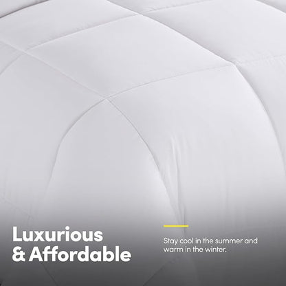 King Size Comforter Set with Sheets - 7-Piece Bedding Collection - 1 Comforter, 1 Fitted Sheet, 1 Flat, 4 Pillowcases - Deep Pocket - Soft & Breathable Premium Quality - Ideal for All Seasons, White