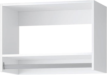 ROOMTEC 31.5" Tall Hanging Closet Unit, Modular Closet System with Hanging Rod, Wardrobe Organizer for Bedroom or Walk-in Closet, Wall Mounted, Customizable Clothes Storage Unit, White