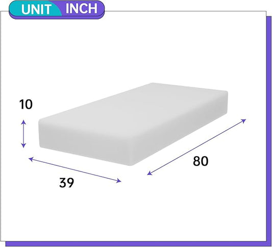 PayLessHere 10 Inch Twin XL Gel Memory Foam Mattress Fiberglass Free/CertiPUR-US Certified/Bed-in-a-Box/Cool Sleep & Comfy Support（Twin Extra Large）