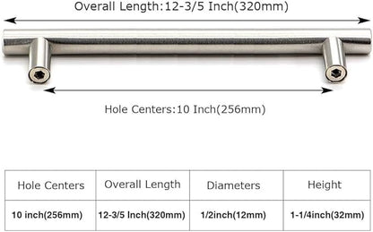 homdiy Cabinet Handles Brushed Nickel Cabinet Pulls - 5Pack Cabinet Door Pulls 10in Hole Centers Kitchen Cabinet Handles