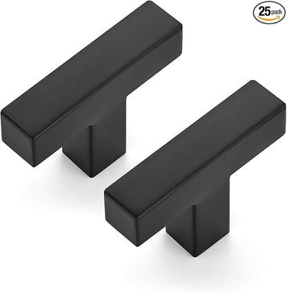JOY DECOR 25 Pack Cabinet Knobs, Black Cabinet Handles, 2 Inch Kitchen Knobs, Single Hole Drawer Hardware for Dresser Drawers