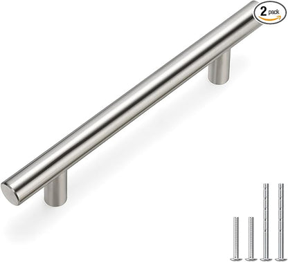 homdiy Brushed Nickel Cabinet Pulls Cabinet Handles,2 Pack 96mm 3-3/4 inch Hole Centers - HD201SN T Bar Handle Pull with Brushed Nickel Finish