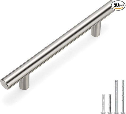 homdiy 50Pack Cabinet Handles Brushed Nickel Cabinet Pulls 3-3/4in Hole Center - HD201SN Kitchen Hardware for Cabinets Sliver Cabinet Hardware Pulls for Bathroom, Bedroom,Wardrobe