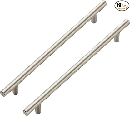 JOY DECOR 60 Pack Cabinet Handles, Brushed Nickel Cabinet Pulls, 8-3/4 in Hole Center Kitchen Cabinet Handles, Stainless Steel T Bar Handles for Dresser Drawers