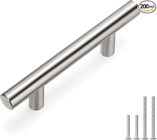 homdiy 2-1/2 Inch Cabinet Handles Brushed Nickel Kitchen Cabinet Pulls 200 Pack - Cabinet Pulls Square Cabinet Hardware for Cabinet, Cupboard