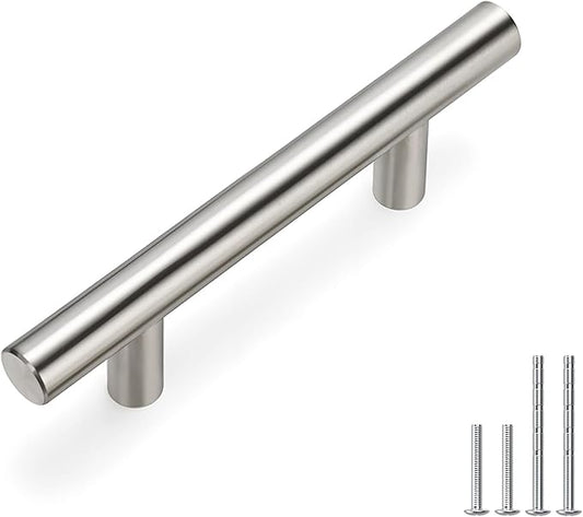 Homdiy 2-1/2 Inch Brushed Nickel Kitchen Cabinet Handles - 400 Pack Square Pulls Hardware for Cabinets, Cupboards