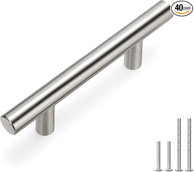 homdiy (40 Pack Brushed Nickel Cabinet Pulls Drawer Handles - HD201SN Kitchen Cabinet Handles Cupboard Handles Drawer Pulls, 2-1/2in Hole Centers