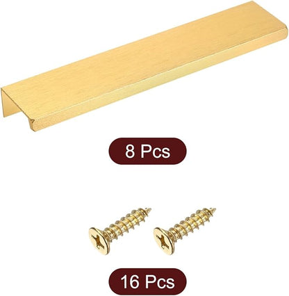 uxcell Cabinet Finger Edge Pull, 8pcs 150mm / 5.91" Aluminum Alloy Back Mount Hidden Cabinet Pulls Concealed Handle for Home Kitchen Drawer Cabinet, Gold