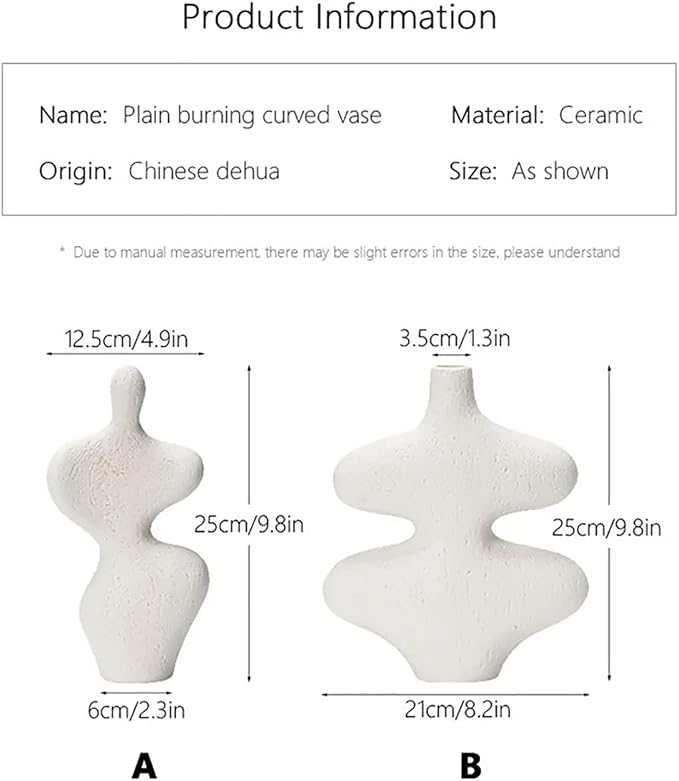 Scandinavian Ceramics Vase, Off White Jug Vase with Handles Nordic, Mantle Decor, Rustic, Coastal Vase Set, Modern Gift, Minimalist Vases(A1)