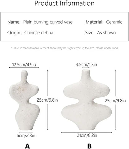 Scandinavian Ceramics Vase, Off White Jug Vase with Handles Nordic, Mantle Decor, Rustic, Coastal Vase Set, Modern Gift, Minimalist Vases(A1)