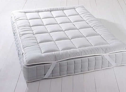 Royal Hotel Bedding Plush Mattress Topper, Twin, 2 Inches Hypoallergenic Overfilled Down Alternative Anchor Bands Mattress Topper