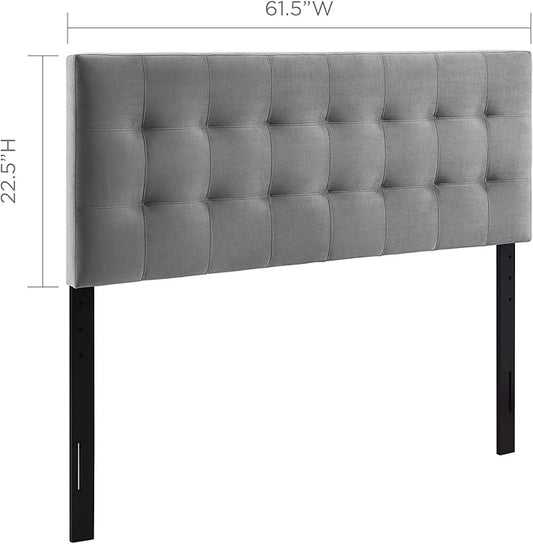 Modway Lily Queen Biscuit Tufted Performance Velvet Headboard, Gray