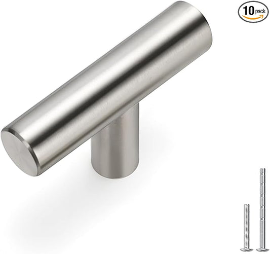 homdiy 10Pack Cabinet Knobs Brushed Nickel Drawer Knobs - 2in Overall Cabinet Door Knobs Single Hole Knobs Modern Cabinet Hardware for Kitchen Cabinets, Dresser Drawers