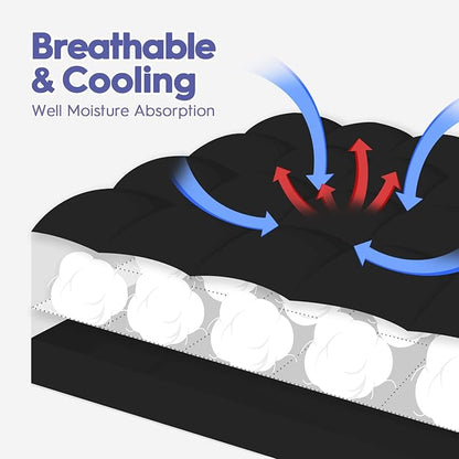 ABENE Mattress Topper King for Back Pain Relief, Extra Thick Mattress Pad Pillowtop, Soft Mattress Protector Cover with 8"-21" Deep Pocket, Overfilled Down Alternative Filling (Black, King)