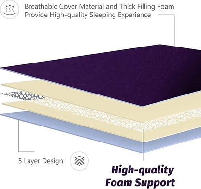 MAXYOYO Japanese Floor Futon Mattress, Roll Up Floor Mattress for Adults Foldable Tatami Mat Sleeping Pad Dormitory Bed Lounger, Purple, Twin Size