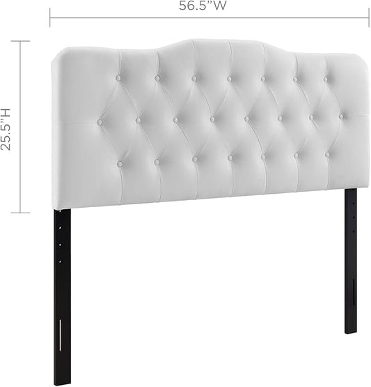 Modway Annabel Tufted Button Faux Leather Upholstered Full Headboard in White