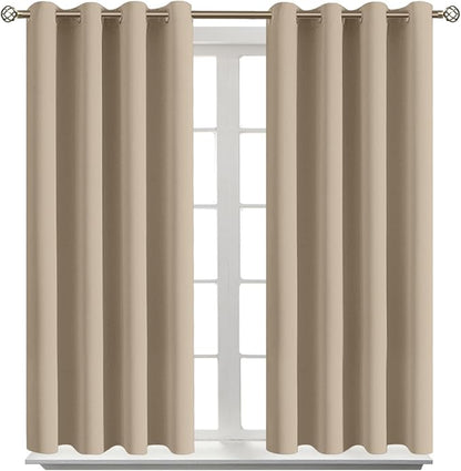 BGment Blackout Curtains - Grommet Thermal Insulated Room Darkening Bedroom and Living Room Curtains, Set of 2 Panels (52 x 45 Inch, Sand)