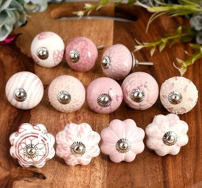 Dresser Knobs for Cabinets and Drawers - Assorted Multicolor Ceramic Pull Handle for Kitchen Cupboard Wardrobe Decorative Furniture Hardware - Pack of 25