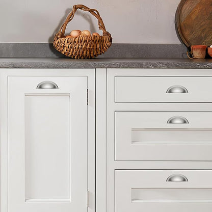khtumeware 10 Pack 2-1/2" Drawer Pulls Brushed Satin Nickel Cabinet Cup Pulls Kitchen Hardware Cabinet Handles Drawer Handles Knobs 2.5 inch Hole Center