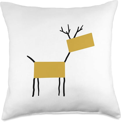 Cute Scandinavian Animals Designs Chic Deer Moose Scandinavian Elk Minimalism Reindeer Throw Pillow, 18x18, Multicolor