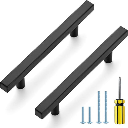 Ravinte Black Cabinet Handles 25 Pack 4 inch Matte Black Square Cabinet Pulls Kitchen Hardware 6-3/8 Inch Overall Length Kitchen Drawer Pulls