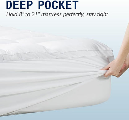 SOPAT Mattress Topper Twin XL Size Extra Thick Mattress Pad 8-21" Deep Pocket Soft Down Alternative Fill Mattress Protector Pillow Top Mattress Cover (39x80 Inches, White)