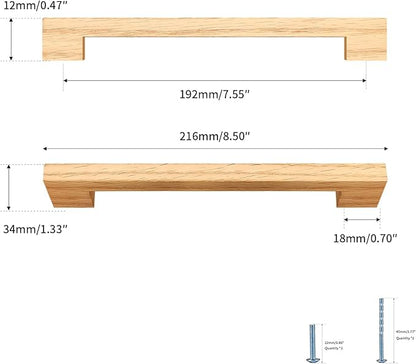 Burlywood Square 7-1/2in 2 pcs Wooden Drawer Pulls Handle pulls for cabinets Kitchen Cabinet Drawer pulls Cabinet Door Pull