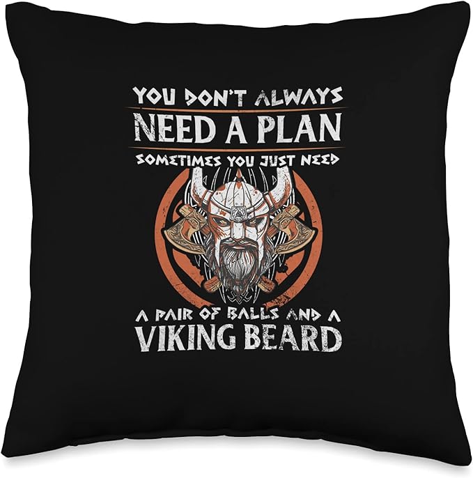 Scandinavian Mythology Anglo-Saxon Warriors Viking Beard Throw Pillow