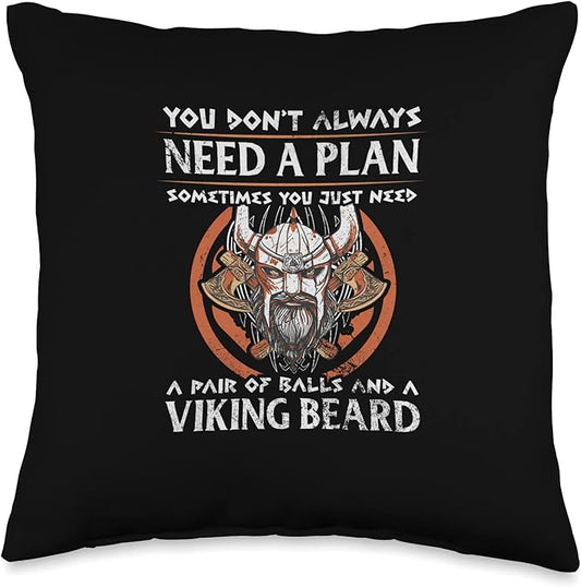 Scandinavian Mythology Anglo-Saxon Warriors Viking Beard Throw Pillow