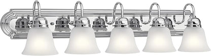 Kichler 36" Bathroom Vanity Light with Satin Etched Glass, 5-Light Traditional Design in Tannery Bronze, (36"x8"x8"), 5339CHS