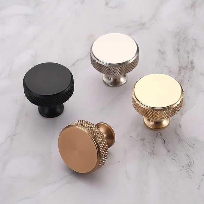 Asidrama 10 Pack Brushed Satin Nickel Kitchen Cabinet Knobs Knurled Dresser Knobs Drawer Knob Cabinet Hardware Aluminum Knob for Dresser Drawers