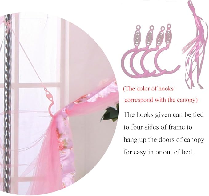 Canopy Bed Curtains Queen - 4 Corner Post Canopy for Bed, Bed Canopy for Adults, Bedroom Decor (Queen Size, Light Blue)