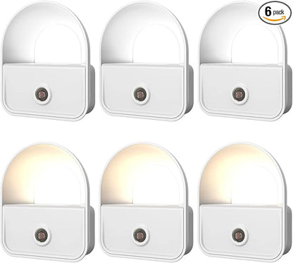 Night Light Plug into Wall, Nightlights with Smart Dusk toDawn Sensor, LED Night Light Suitable for Bedroom, Bathroom, Hallway, Kitchen, Stairs, Kids, 3pcs Warm White & 3pcs White Light