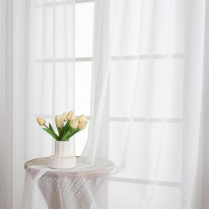 Chyhomenyc White Sheer Curtains 63 Inches Long 2 Panels, Light Filtering Bright Lightweight Curtains for Living Room, Soft Gentle Voile Rod Pocket Bedroom Window Drapes, 59Wx63L Inch, 2PCS