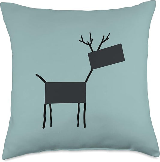Cute Scandinavian Animals Designs Chic Deer Moose Scandinavian Elk Minimalism Reindeer Throw Pillow, 18x18, Multicolor