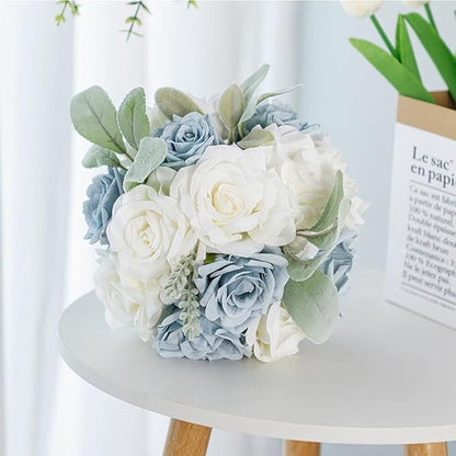 Artificial Rose Wedding Bouquets - Ribbon Decor for Bride & Bridesmaid